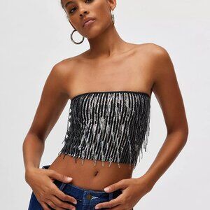 Silence + Noise Mira Fringe Sequin Tube Top